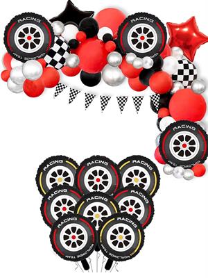 Yarış Arabaları Temalı Parti Balonu Tekerlek Folyo Balon 45 cm