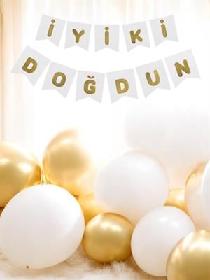 İyi Ki Doğdun Beyaz-Altın Yazı