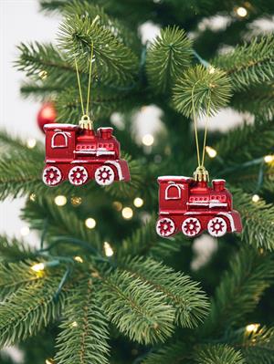 Yılbaşı Ağaç Süsü Tren Figürlü Kırmızı 5 cm 2li Set
