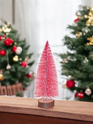 Mini Yılbaşı Ağacı Dekoratif Simli Çam Ağacı Pembe 20 Cm