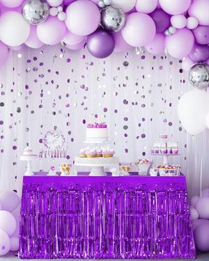 Metalize Parti Masa Eteği Masa Süsü Mor