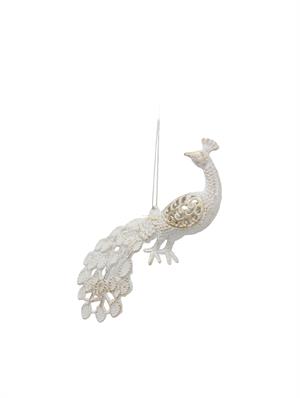 Yılbaşı Ağaç Süsü Tavuskuşu Figürlü Asılabilir Simli Dekoratif Süs 19 cm