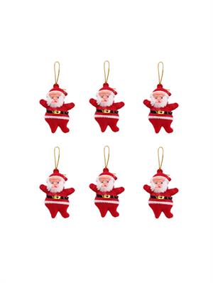 Yılbaşı Çam Ağacı Süslü Noel Baba Asmalı Dekor Süsü 6lı 5,5 cm 