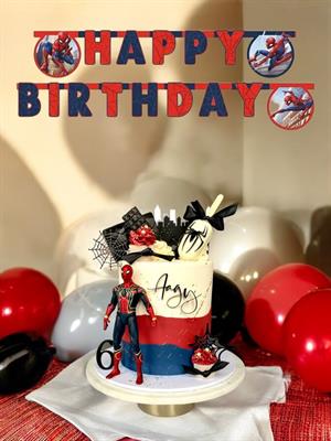 Spiderman Temalı Happy Birhtday Yazı Banner Doğum Günü Parti Süsü