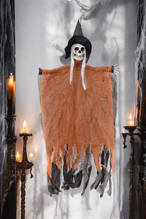 Cadılar Bayramı Şapkalı İskelet Asılabilir Halloween Parti Dekoru Turuncu