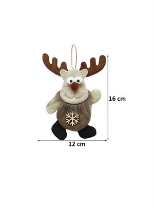 Yılbaşı Ağaç Süsü Geyik Figürlü Asılabilir Keçe Dekoratif Süs 16 cm
