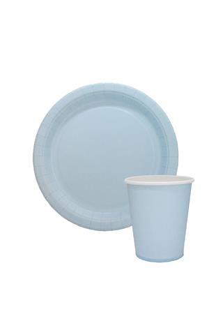 Karton Tabak Bardak Set Doğum Günü Parti Seti Mavi 8 Adet 