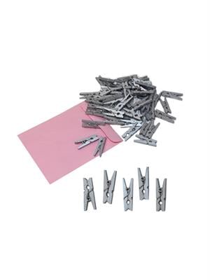 Ahşap Mandal Gümüş 50Li