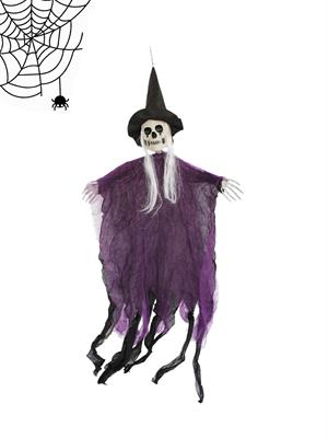 Cadılar Bayramı Şapkalı İskelet Asılabilir Halloween Parti Dekoru Mor