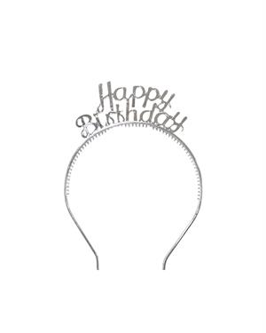 Happy Birthday Taç Gözlük Set Doğum Günü Parti Aksesuarı Gümüş