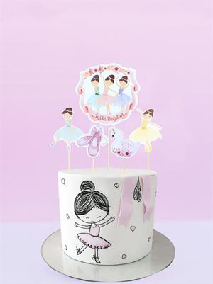 Balerin Temalı Kürdan Figürlü Cupcake Kürdanı Pasta Süsü 5li