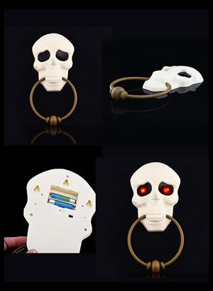 Halloween Kuru Kafa Kapı Zili Işıklı Sesli Cadılar Bayramı Parti Dekoru Beyaz