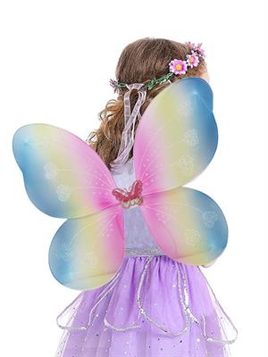 Kelebek Kanatlı Set Kanat Taç Asa Seti Parti Kostüm Aksesuarı Renkli