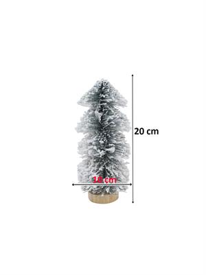 Mini Yılbaşı Ağacı Kar Kaplı Fırça Dallı Dekoratif Çam Ağacı 20 cm