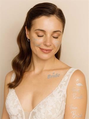 Bekarlığa Veda Partisi Karışık Dövme Seti Bride Team Bride Dövme Gümüş 12li