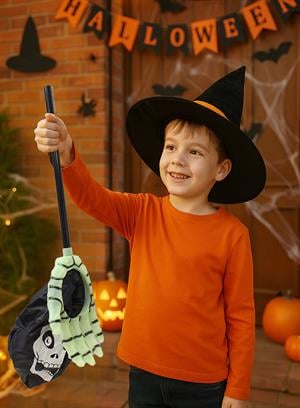 Cadılar Bayramı İskelet El Figürlü Sopalı Şeker Çantası