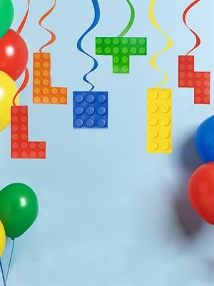 Renkli Lego Temalı Tavan Sarkıt Süsü Doğum Günü Parti Dekoru