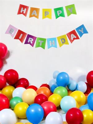 Happy Birthday Yazı Doğum Günü Banner Renkli Gümüş