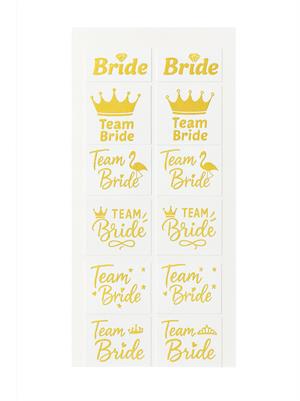 Bekarlığa Veda Partisi Karışık Dövme Seti Bride Team Bride Dövme Altın 12li