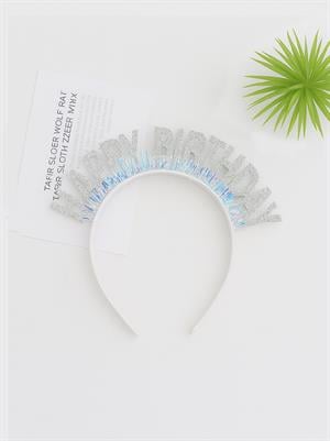 Happy Birthday Yazılı Doğum Günü Taç Parti Kostüm Aksesuarı Gümüş