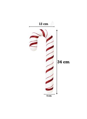 Yılbaşı Ağaç Süsü Baston Şeker Figürlü Dekoratif Süs 34 cm