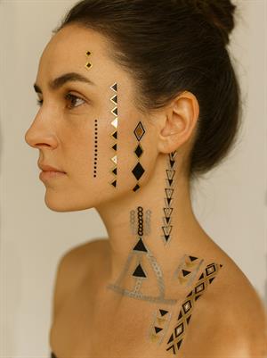 Metalik Etnik Bohem Desen Geçici Dövme Seti  Altın Gümüş