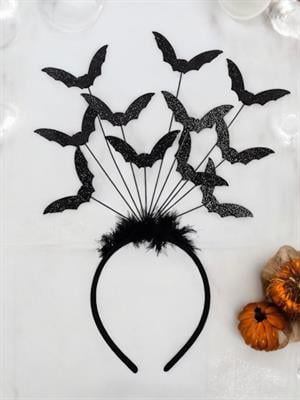 Halloween Parti Tacı Yarasa Figürlü Cadılar Bayramı  Aksesuarı Siyah