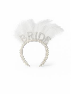 Bride İncili Tüylü Gelin Tacı Bekarlığa Veda Partisi Tacı 