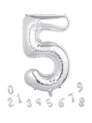 Rakam Folyo Balon Doğum Günü Parti Balonu 5 Gümüş Renk 76 cm