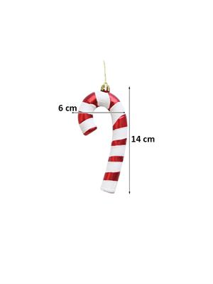 Yılbaşı Ağaç Süsü Baston Şeker Figürlü Kırmızı-Beyaz 14 cm 2li