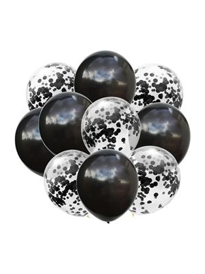Balon Pulu Metalize Pul Konfeti Siyah