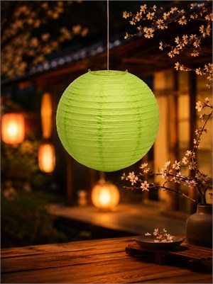 Açık Yeşil Japon Feneri Kağıt Süs Dekoratif Parti Feneri 25 cm