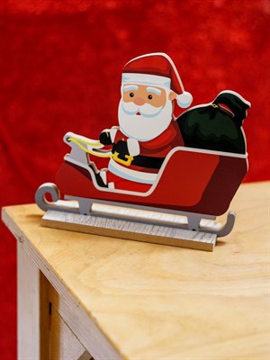 Yılbaşı Dekoru Ahşap Kızaklı Noel Baba 