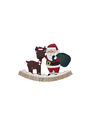 Yılbaşı Dekoru Ahşap Noel Baba, Geyik 