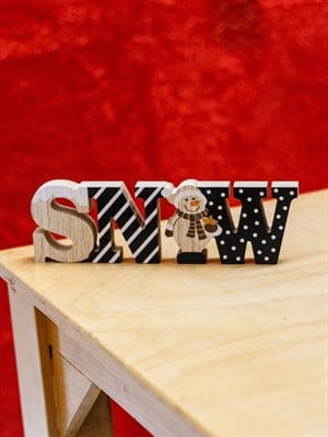 Yılbaşı Dekoru Ahşap Snow Yazı 