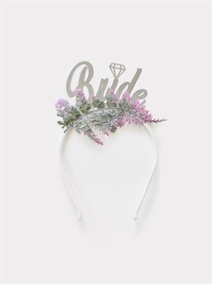 Bride Gümüş Pleksi Taç Lavanta Çiçekli Bekarlığa Veda Parti Tacı