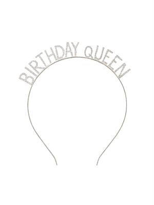 Birthday Queen Taşlı Taç Metal Doğum Günü Parti Tacı Gümüş