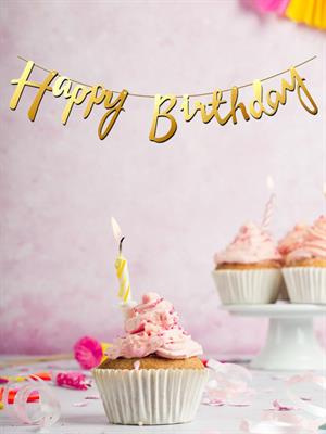 Happy Birthday Kaligrafi Banner Altın