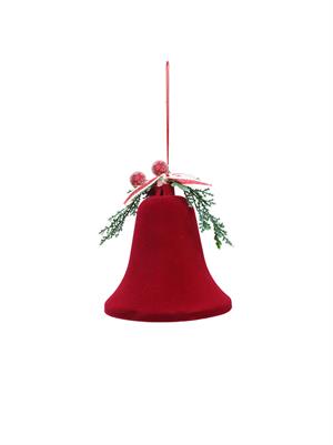 Yılbaşı Ağaç Süsü Kadife Çan Dekoratif Süsleme Aksesuarı Bordo 12 cm