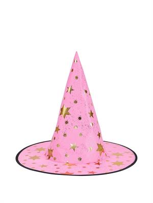 Cadılar Bayramı Desenli Cadı Şapkası Halloween Parti Kostüm Aksesuarı Pembe