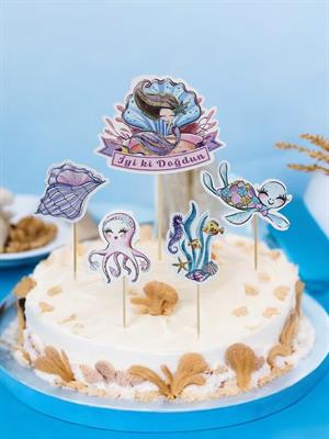 Deniz Kızı Temalı Kürdan Figürlü Cupcake Kürdanı Pasta Süsü 5li