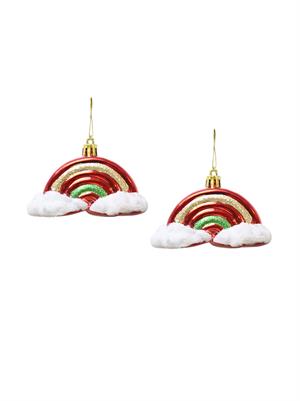 Yılbaşı Ağaç Süsü Gökkuşağı ve Bulut Figürlü Kırmızı 5 cm 2li Set