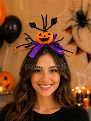 Balkabağı Figürlü Halloween Taç – Cadılar Bayramı Saç Kostüm Aksesuarı