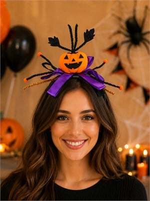 Balkabağı Figürlü Halloween Taç – Cadılar Bayramı Saç Kostüm Aksesuarı