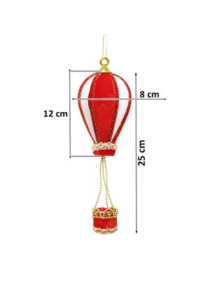 Balon Figürlü Yılbaşı Ağaç Süsü Kadife Yeni Yıl Dekorasyonu Kırmızı Beyaz 25 cm