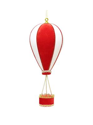 Balon Figürlü Yılbaşı Ağaç Süsü Kadife Yeni Yıl Dekorasyonu Kırmızı Beyaz 44 cm