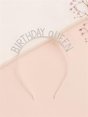 Birthday Queen Taşlı Taç Metal Doğum Günü Parti Tacı Gümüş