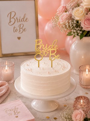 Bekarlığa Veda Partisi Dekoru Bride To Be Pasta Süsü Pleksi Altın