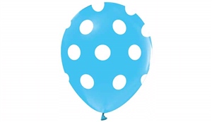 Beyaz Puantiye Baskılı Açık Mavi Balon 10 Lu