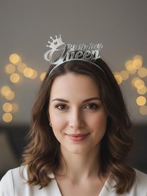 Birthday Queen Gümüş Mika Taç – Doğum Günü Parti Tacı